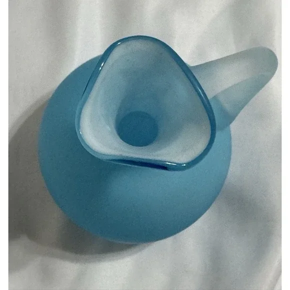 Cruet Blue Satin Finish Glass Clear Stopper Elegant Cottagecore - Picture 3 of 6